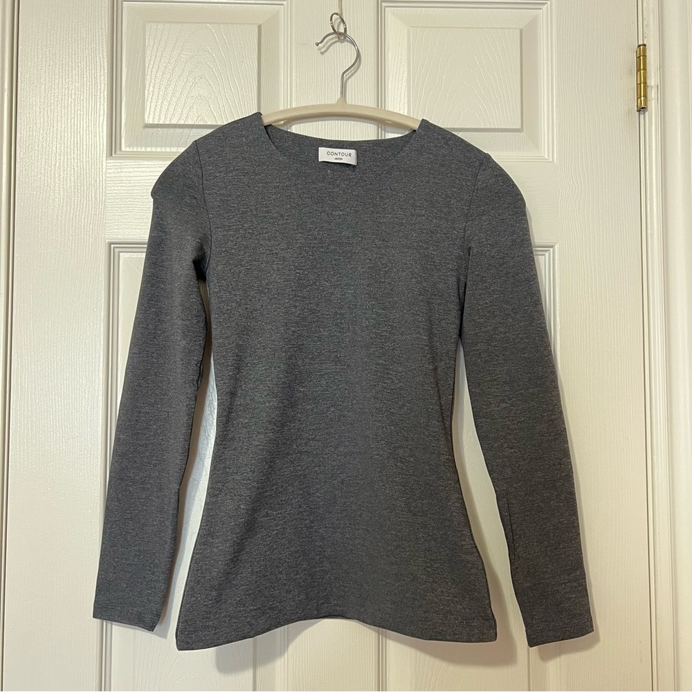 [NWT] Aritzia Contour Crew Hip Long-Sleeve Heather Charcoal Gray - Sz S - Picture 2 of 16